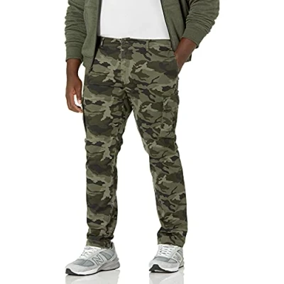 Image of Amazon Essentials Men&#039;s Straight Fit Stretch Cargo Trouser (Available in Big &amp; Tall), Green Camo, 28W / 30L