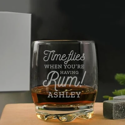 Image of Custom Personalised Time Flies When You&#039;re Having Rum Tumbler Christmas, Birthday, Father&#039;s Day, Anniversary