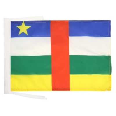 Image of AZ Flag Central African Republic 18&#039;&#039; x 12&#039;&#039; 100% Polyester Africa Small Banner with Two Cords Fade Resistant Vivid Colors 18x12 in 45x30 Cm