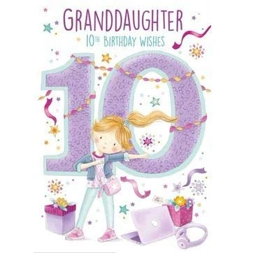 Image of Queenmew. Granddaughter 10th Birthday Card (NQ S7527) Dancing Girl Flitter Finish From the Heartfelt Sentiments Range…