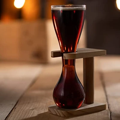 Image of Glass Quarter Yard of Ale with Stand