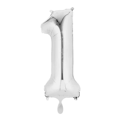 Image of Amscan 3195501 Mid Size Number 1 Silver