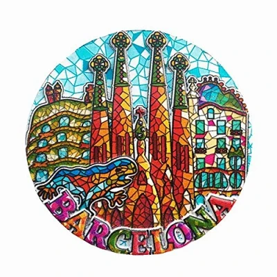 Image of Mosaic Sagrada Familia Cathedral Barcelona Spain Fridge Magnet Travel Souvenir Gift Collection,Home &amp; kitchen Decoration Magnetic Sticker