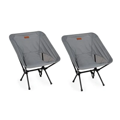 Image of Rainberg Ultra Lightweight Camping Chair, Folding Chairs for Adults, Foldable Garden Outdoor Picnic BBQ Chairs. (Pack of 2, Grey)