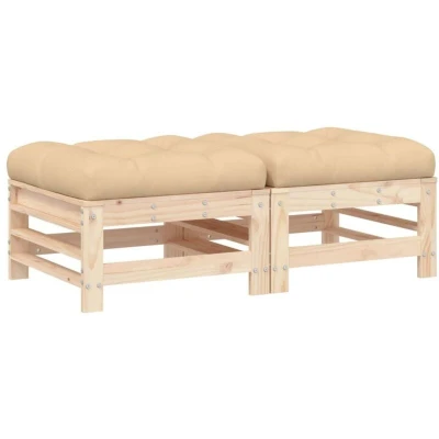 Image of vidaXL Garden Footstools with Cushions 2pcs Solid Wood Pine