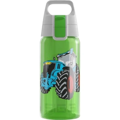 Image of Sigg Kids Water Bottle Viva One Tractor Suitable For Carbonated Beverages Leakproof Dishwasher Safe BPA Free Sports &amp; Bike Green 0.5L