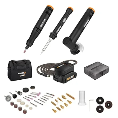Image of WORX WX991L 20V MAKERX Combo Kit Rotary Tool + Angle Grinder Wood/Metal Crafting