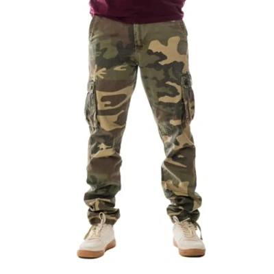 Image of Vasego Men&#039;s Cargo Trousers Durable Work Pants for Men with 6 Pockets Loose Fit Camping Hiking Colour: Camouflage, Size: 34