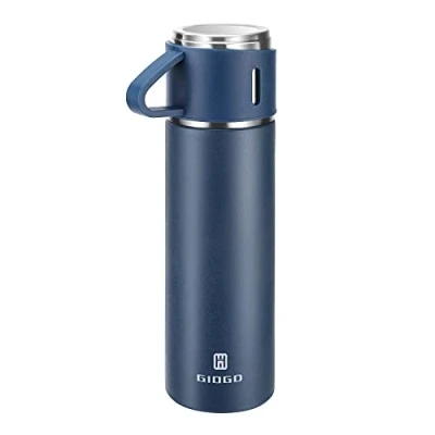Image of Vacuum Insulated Flask 500ml/16.9oz Stainless Steel Thermo Bottle with Cup for Coffee Water Hot and Cold Drink Flasks.(Blue,Single)