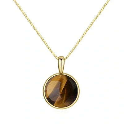 Image of COAI Gold Plated 925 Sterling Silver Crystal Necklace for Women, Tiger Eye