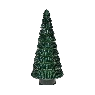 Image of Ivyline Juniper Evergreen Glass Tree Sustainable &amp; Hand Finished Christmas Ornament Seasonal Holiday Party Decoration H41 x D18cm