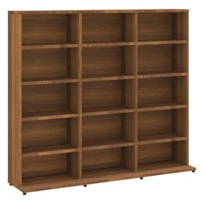 Image of vidaXL CD Cabinet Brown Oak Engineered Wood Display Shelf Storage Unit