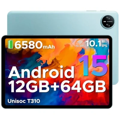Image of DOOGEE Tab A9 Android 15 Tablet 10 Inch(2025), Unisoc T310 Tablets 12GB RAM 64GB ROM(TF 2TB), 6580 mAh Battery, 5G WiFiDual Speaker8MP AI CameraType CGMSBluetoothFace ID3.5mm Jack Blue