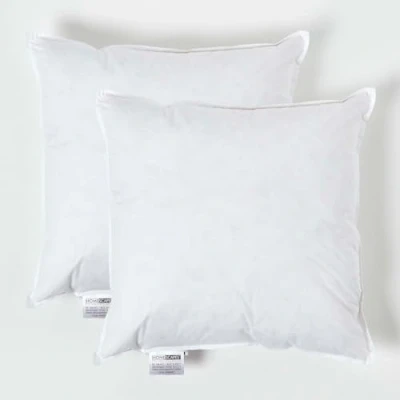 Image of HOMESCAPES 2 Pack Luxury Duck Feather Cushion Inserts 45cm x (18 18) Perfect Bounce Back and Down Proof Cover Generously Filled Inner Pads Filler, Hypoallergenic RDS Certified Machine Washable