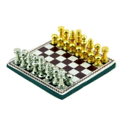 Image of MyTinyWorld Dolls House Miniature Chess Board and Loose Pieces