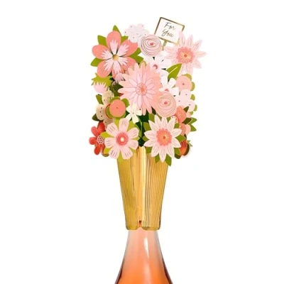 Image of UK Greetings Bottle Topper Wine/Champagne Stoppers Birthdays/Thank You Teacher/Weddings Floral Design 24x15cm