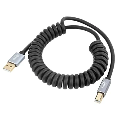 Image of innov8 USB 2.0 A Male to B Coiled Printer Scanner Cable (Extends 1.8m)