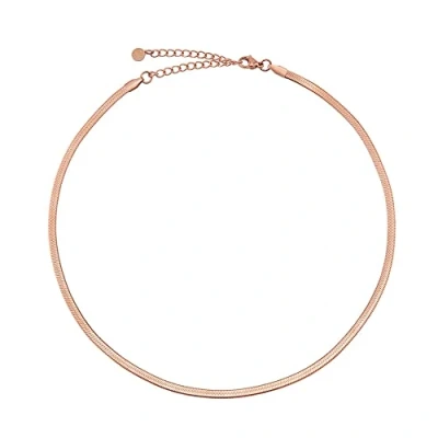 Image of GD GOOD.designs EST. 2015 Snake Chain Ladies flat necklace without pendant in silver, gold, rose gold I (3cm wide) made of waterproof stainless steel. (Rose Gold)