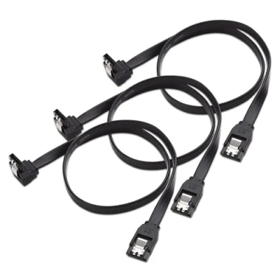 Image of DAJING 3 Pack 90 Degree Right Angle SATA III 6.0 Gbps Cables (SATA Cable, Hard Drive Cables, Power Cable SSD) Black