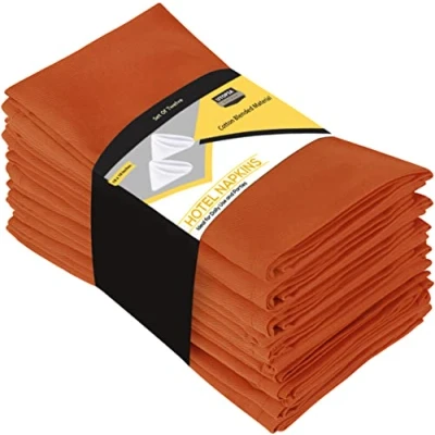 Image of Utopia Kitchen Cloth Napkins [12 Pack] Cotton Blend Washable and Reusable Table Dinner for Hotel, Lunch, Restaurant, Weddings, Event Parties (46 x 46 cm, Orange)
