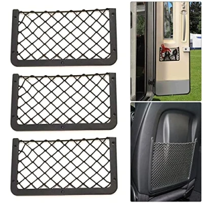 Image of 3Pcs Car Storage Net Pocket Elastic Mesh Bag Great for T4 T5 T6 Campervan Caravan Motorhome Boat