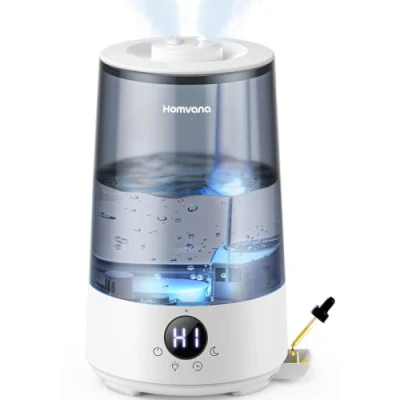 Image of Homvana Humidifier for Bedroom, 3.6L Cool Mist Large Room Office, 360 Rotatable 34H Last, Night Light Auto Mode, Quiet 16dB Humidifiers Baby, Essential Oil Diffuser, Plants, Nursery