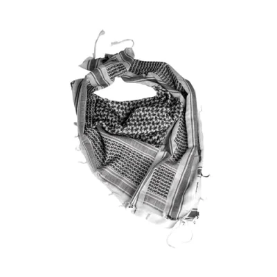 Image of Cotton Shemagh Tactical Desert Keffiyeh Scarf Arab Sun Hat Wrap Soft SAS Army Military Heack Neck Mask (White &amp; Black)