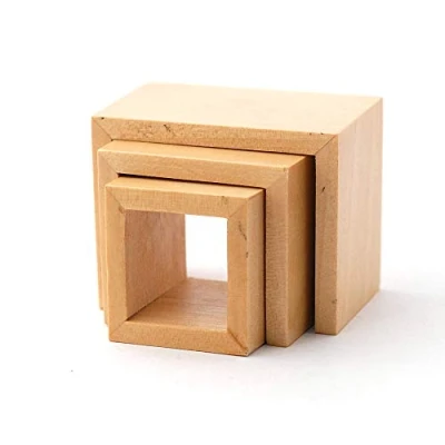 Image of Melody Jane Dolls House Modern Light Oak Nest of Tables Contemporary Living Room Furniture