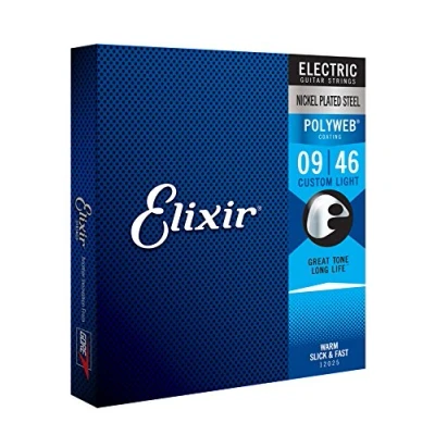 Image of Elixir 12025 Strings Electric Guitar w POLYWEB Coating, Custom Light (.009 .046)