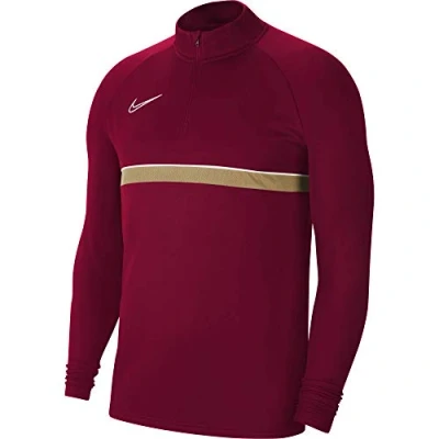 Image of Nike Unisex Kids Acd21 Drill Top Long Sleeve Top, Unisex_Child, CW6112 677, Team Red/White/Jersey Gold/White, 13 15 Years