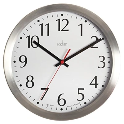 Image of Acctim Aluminum Java Wall Clock 250mm, Silver, 17.5 x 10.3 15.7 cm