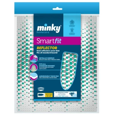 Image of Minky Reflector Ironing Board Cover, Heat Reflective Iron Large Covers 125 x 45 cm, Drawstring Blue &amp; White, Foam Padding, Made in the UK