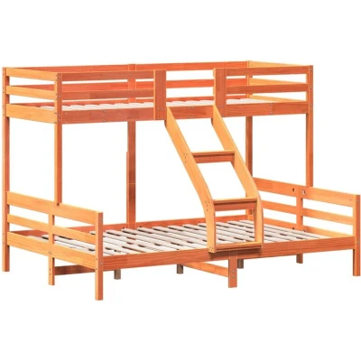 Image of vidaXL Bunk Bed without Mattress 80x200/140x200 cm Wax Brown Solid Wood