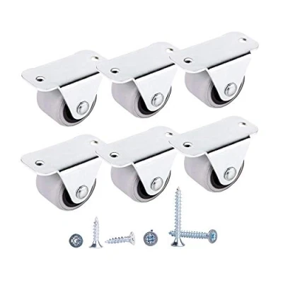 Image of (Pack of 6) 30 mm Small Wheel Castors Rubber Casters for Furniture Non Swivel Wheels Plastic Appliance &amp; Equipment Screws Included Set (6)