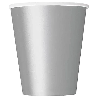 Image of Unique Party 33446 9oz Silver Paper Cups, Pack of 14