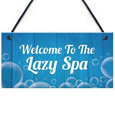 Image of RED OCEAN Novelty Hot Tub Lazy Spa Decor Signs Hanging Garden Shed Home Plaques