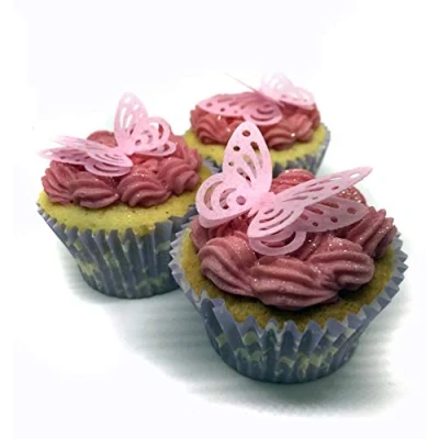 Image of 24 Beautiful 3D Pale Pink Edible Wafer Paper Butterfly Cake Toppers PRECUT Ready to Use