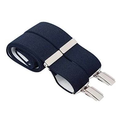 Image of Gents Shop Mens Trouser Suspenders for Men Plain 35mm Wide Adjustable Strong, XL 48 Inches Long, Midnight Blue
