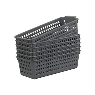 Image of Gloreen Desktop Storage Basket, Gray Narrow Baskets, Set of 6