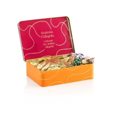 Image of Venchi Autumn Collection Tin of Assorted Pearl Chocolates, 400 g With PGI Piedmont Hazelnuts Gluten Free Great Gift Idea