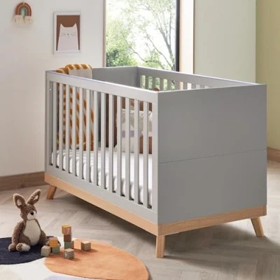 Image of Babymore Mona Cot Bed (Grey, 140 x 70 cm)