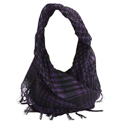 Image of HshDUti Desert Shemagh Scarf Stylish Versatile Fashion for Men &amp; Women Plaid Military Tactical/Desert Keffiyeh Wrap Purple