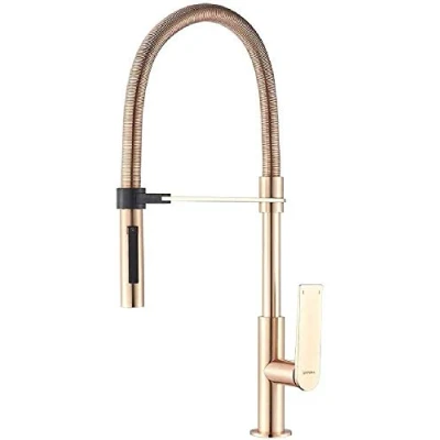 Image of GRIFEMA LYON G14001G Pull Out Down Kitchen Sink Mixer Tap with Dual Spray Head and High Flexible Spout (59cm), 3/8 Inch Hose, Rose Gold/Chrome
