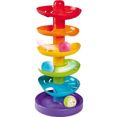 Image of Simba 104010053 ABC Rainbow Ball Tower, Roller Track, Baby Toy, 5 Colourful Levels, 1 Base, 3 Balls, 40 cm, from 12 Months, Motor Skills Toy