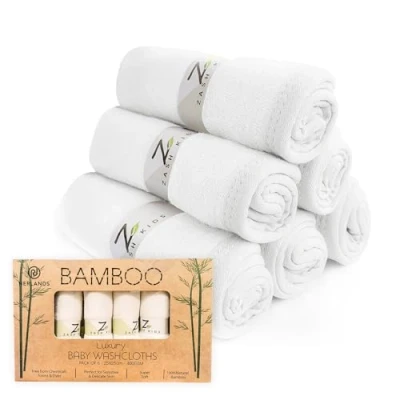 Image of Bamboo Baby Wash Cloths for Newborn 6 Pack Ultra Soft Face Cloth Pack, Gentle &amp; Absorbent Burp Cloths, 25x25cm