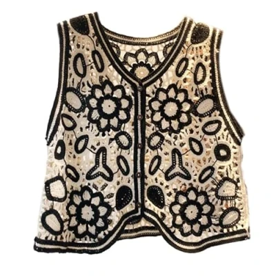 Image of Myazs Boho Women Crochet Knit Vest Waistcoat Floral Pattern Sleeveless V Neck Cardigan Brown for