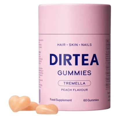 Image of DIRTEA 60 Tremella Mushroom Gummies with Biotin &amp; Vitamin C Hair, Nail Skin Supplement (1 Month&#039;s Supply) 3,000mg / Serving Vegan, Natural Sugar Free Peach Flavour