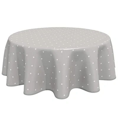 Image of Home Direct Round Oilcloth PVC Wipe Clean Tablecloth 160cm 62&quot; Stars Beige Grey