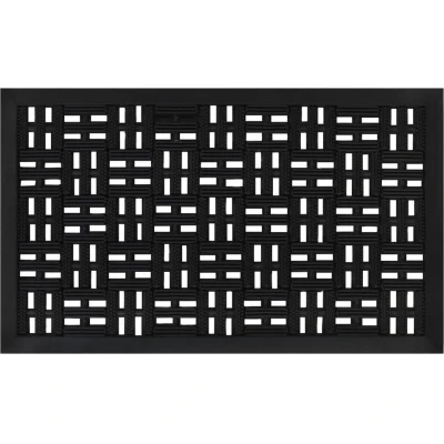 Image of vidaXL Rectangular Rubber Door Mat 45x75 cm Black, Non Slip, Drainage Holes, Indoor/Outdoor, Easy Clean, for Entryways/Kitchens