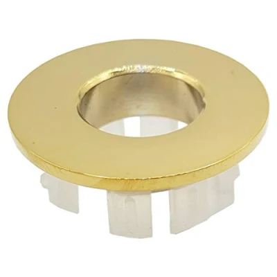 Image of Brass Basin Sink Overflow Cover Insert Hole Trim (Gold)